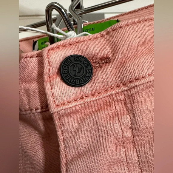 NWT Sandrine Rose Pink Embroidered Palm Tree Skinny High Waist Jeans Size 30 - Picture 8 of 8